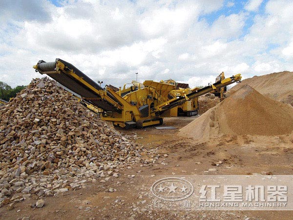 移動汽車載式打石子機作業現場