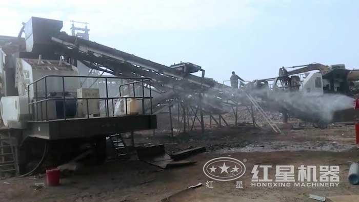 流動粉石機作業現場-安裝噴灑裝置