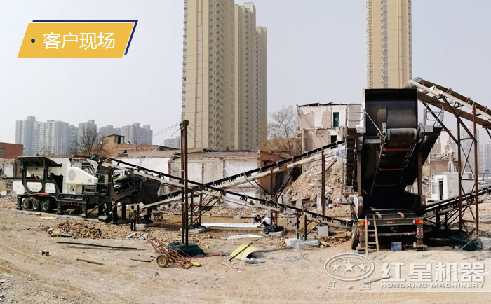 移動石料破碎設備生產現場