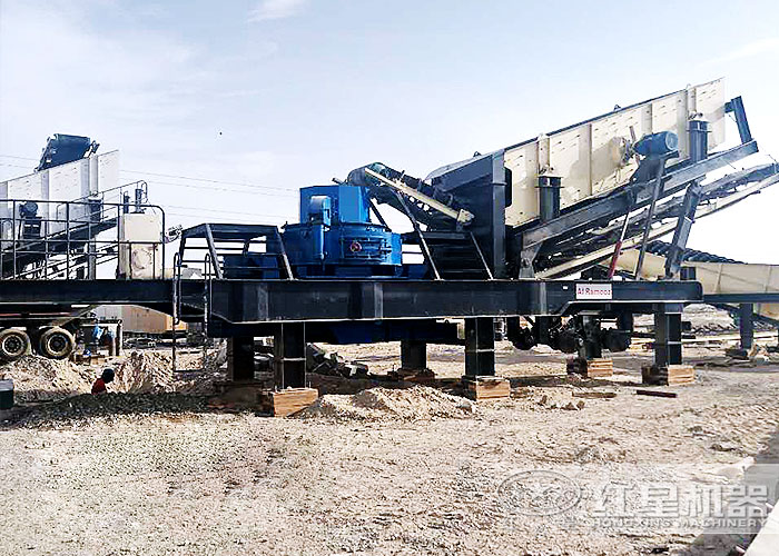 紅星移動式石子整形機作業現場