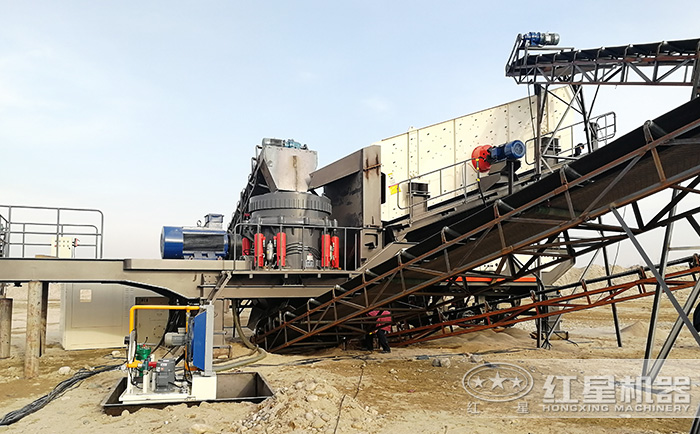 曲陽移動破碎石子生產現場