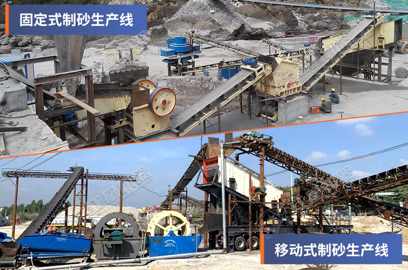 固定式和移動式制砂生產現場圖